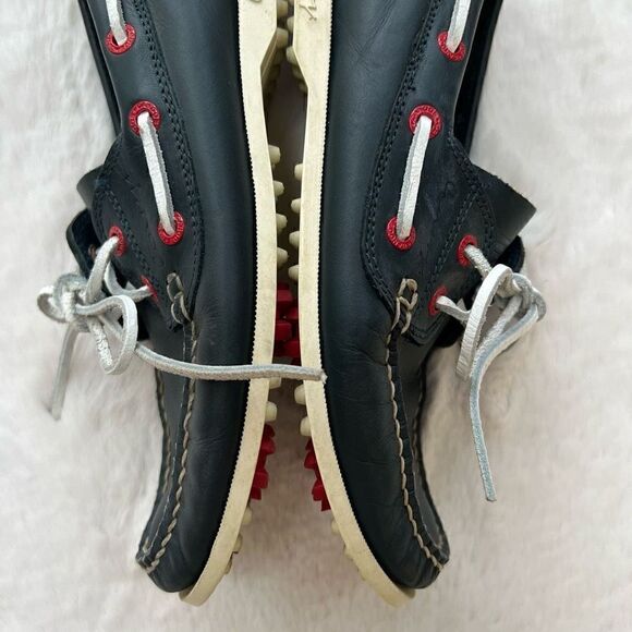 Canoos Golf Shoes Boat Shoe Style Leather Preppy Navy Blue Red size women’s 8 - Picture 3 of 12